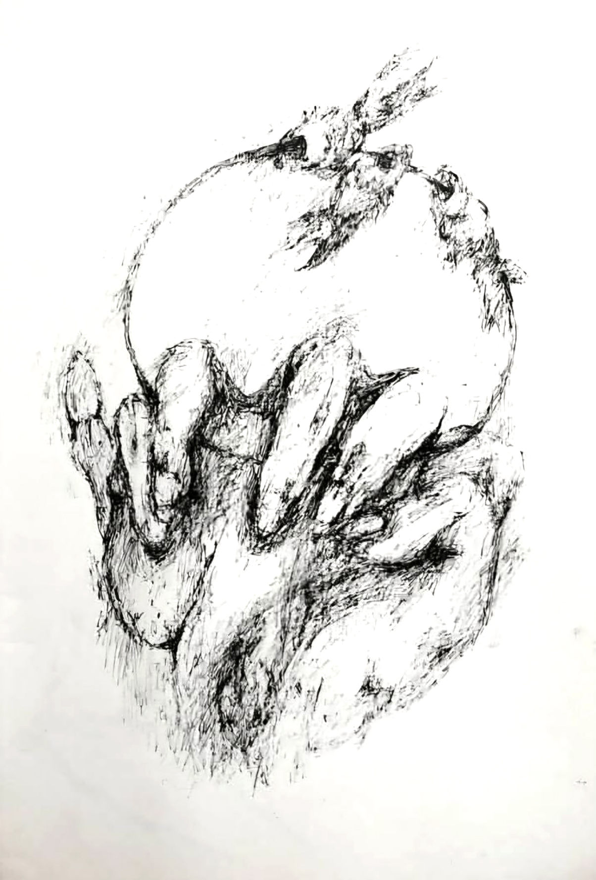To bind, cupped hands encircling an open void